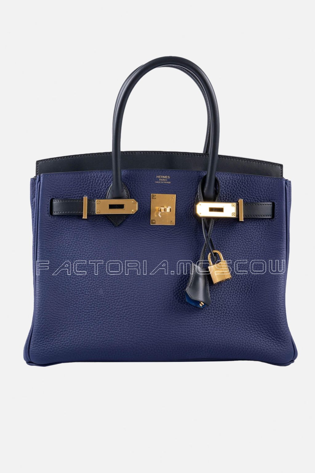 Hermes Birkin 30 Bleu Encre Clemence/Bleu Obscur Sombrero GHW