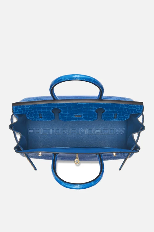 Hermes Birkin 30 Shiny Porosus Crocodile Bleu Izmir GHW