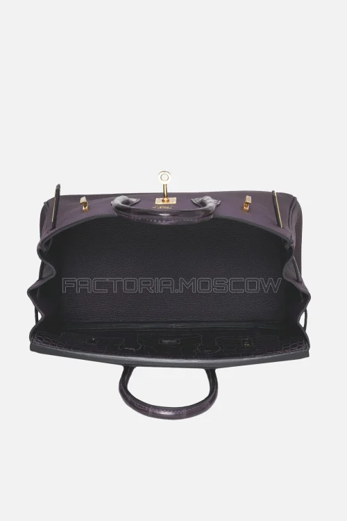 Hermes Birkin Touch 25 Matte Prunoir Alligator/Raisin Togo RGHW