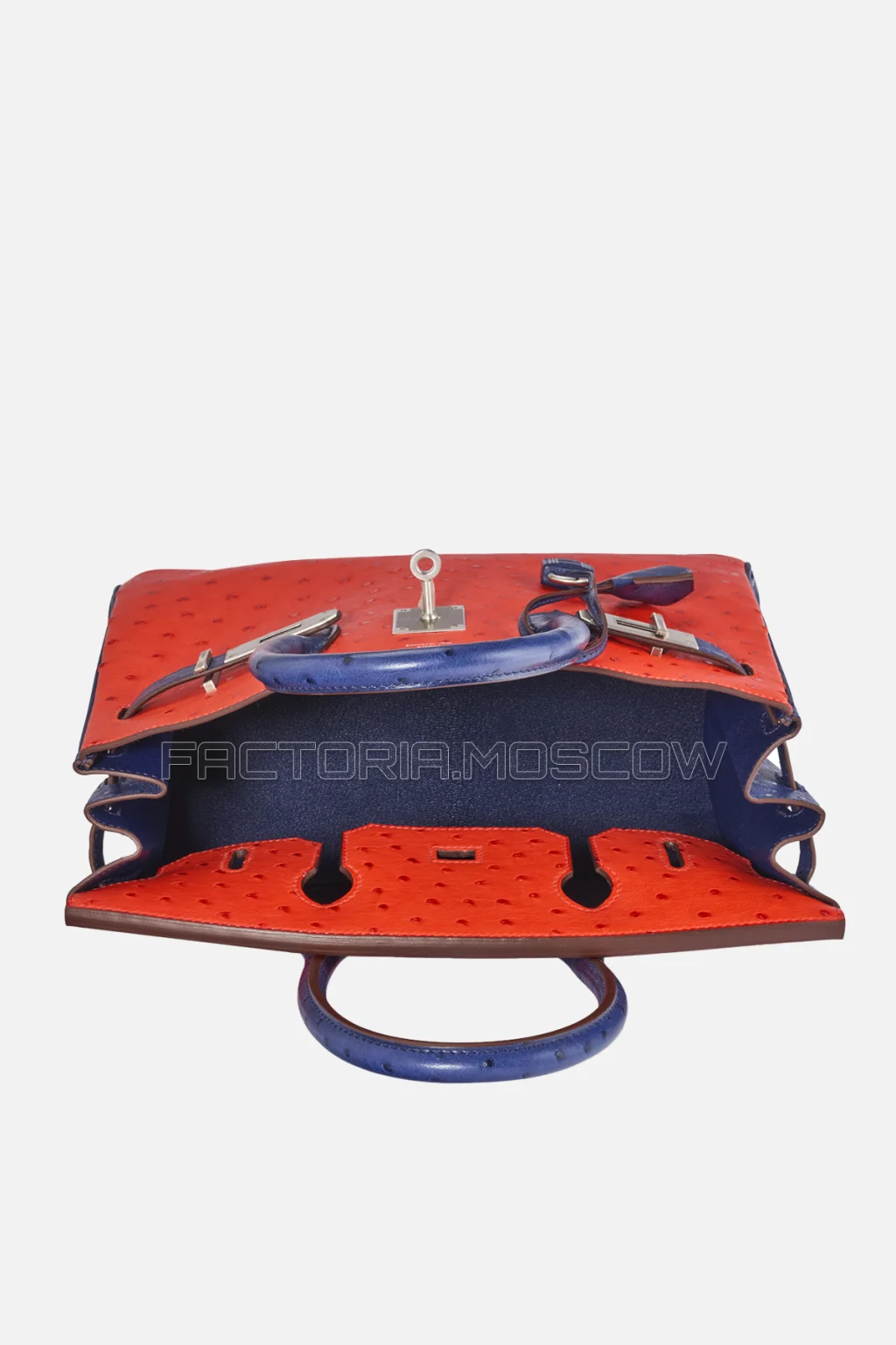 Hermes Birkin 30 Capucine/Bleu Iris Ostrich PHW