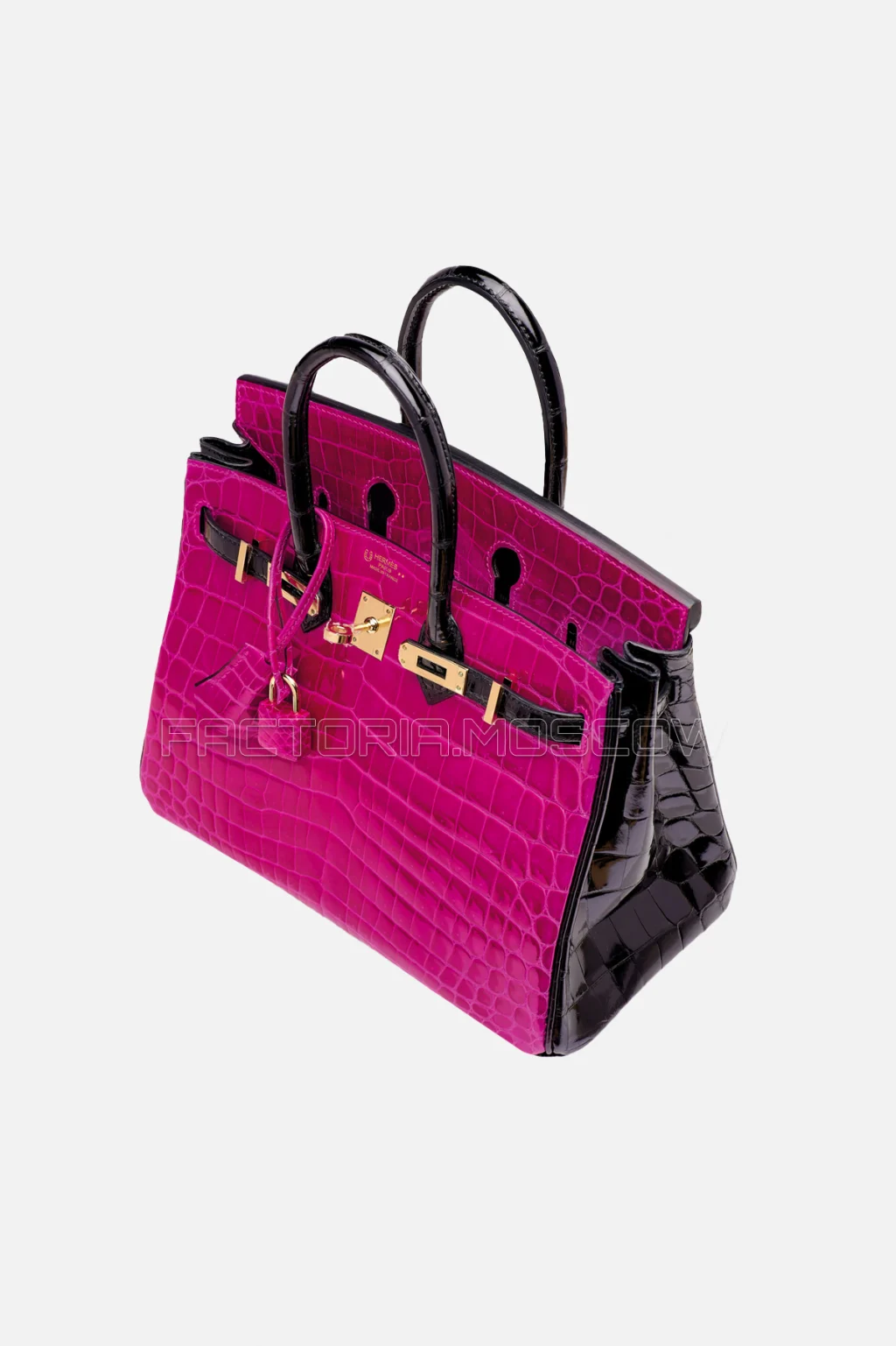 Hermes HSS Birkin 25 Shiny Rose Sheherazade/Black Niloticus Crocodile GHW