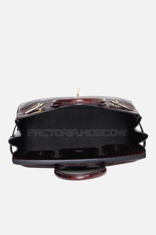 Hermes Birkin 30 Shiny Bourgogne Porosus Crocodile GHW