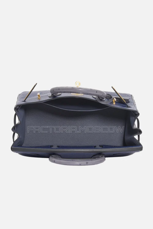 Hermes Birkin 30 Bleu Saphir/Gris Agate Ostrich GHW