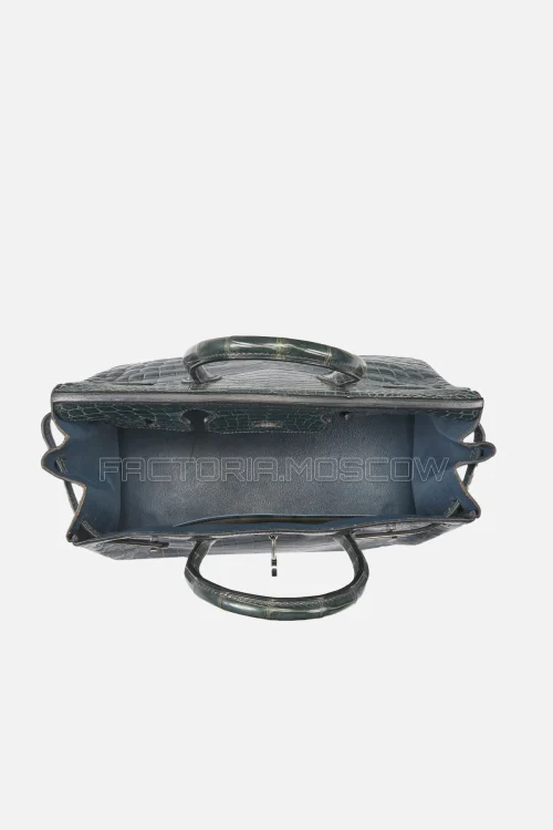 Hermes Birkin 30 Shiny Bleu Jean Niloticus Crocodile PHW
