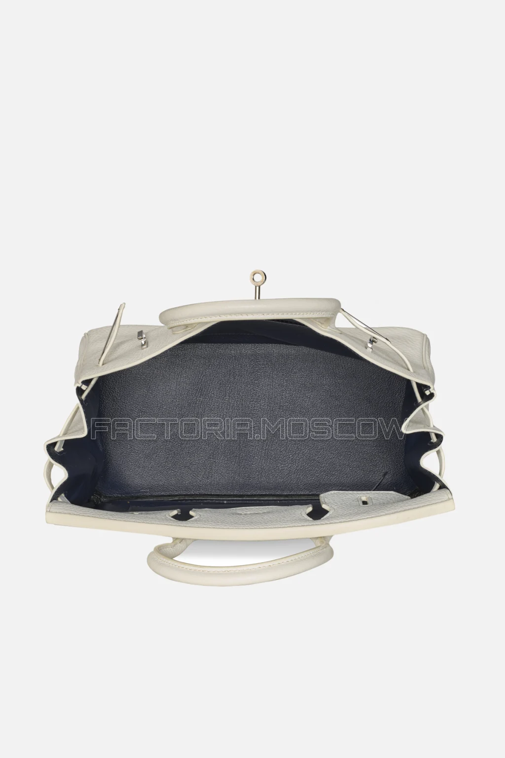 Hermes Birkin 30 White/Bleu Marine Clemence PHW