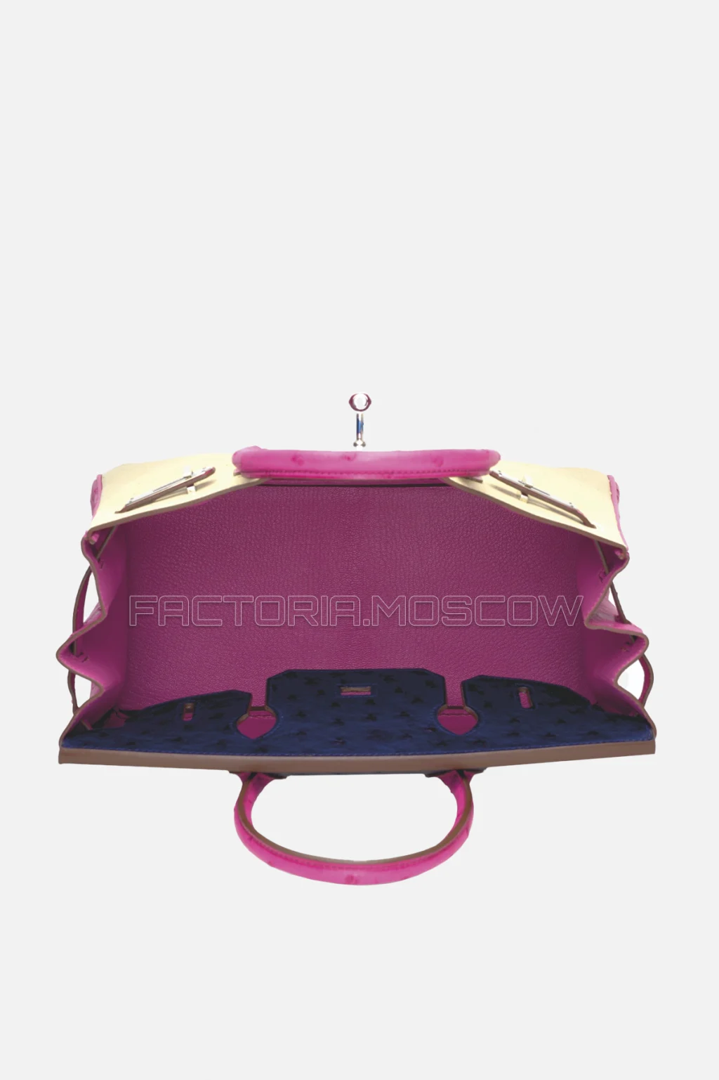 Hermes Birkin 30 Ostrich Parchemin, Rose Tyrien, Bleu Iris PHW