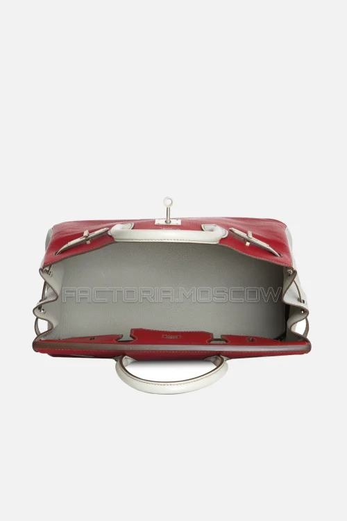 Hermes Birkin 30 Rouge Casaque/Gris Perle Chevre Brushed Palladium