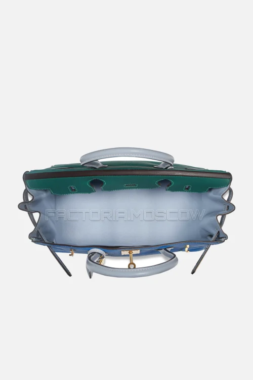 Hermes Birkin 30 Bleu Izmir/Malachite/Bleu Lin Epsom With Brushed GHW