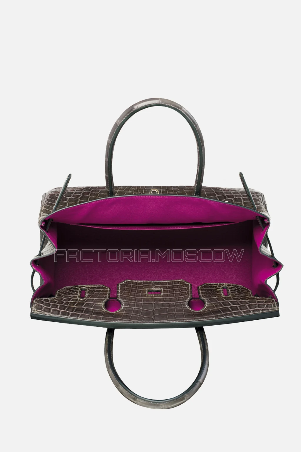 Hermes Birkin 30 Shiny Gris Fonce/Rose Scheherazade Niloticus Crocodile PHW
