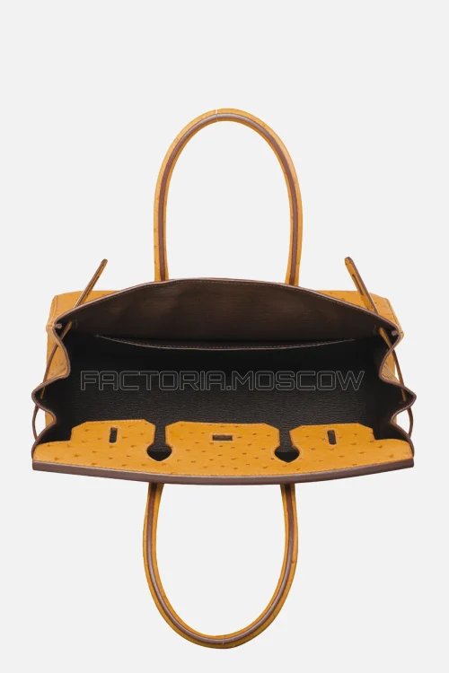 Hermes Birkin 30 Safran/Chocolat Ostrich Bi-Color GHW