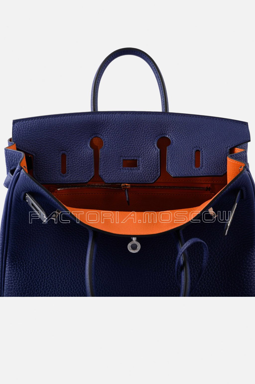 Hermes Birkin 25 Verso Blue Encre & Orange Togo PHW