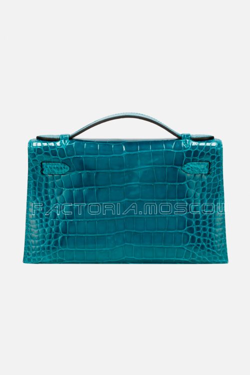 Hermès Kelly Pochette Shiny Alligator Vert Bosphore GHW