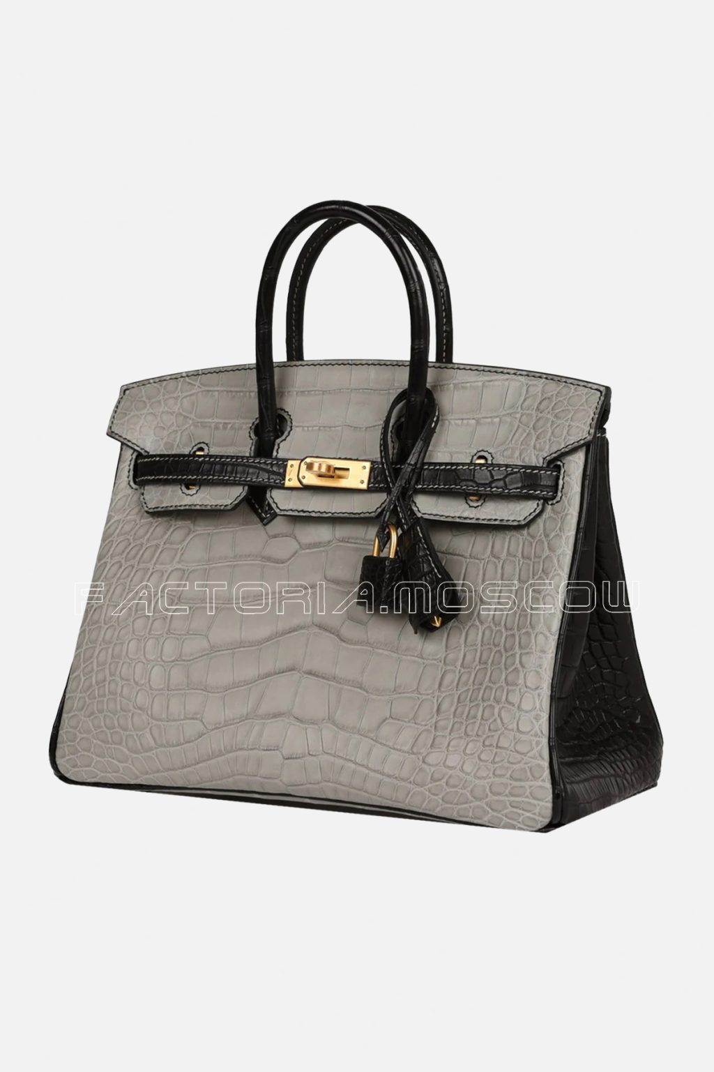 Hermes Birkin 25 Matte Alligator Black/Gris Perle GHW