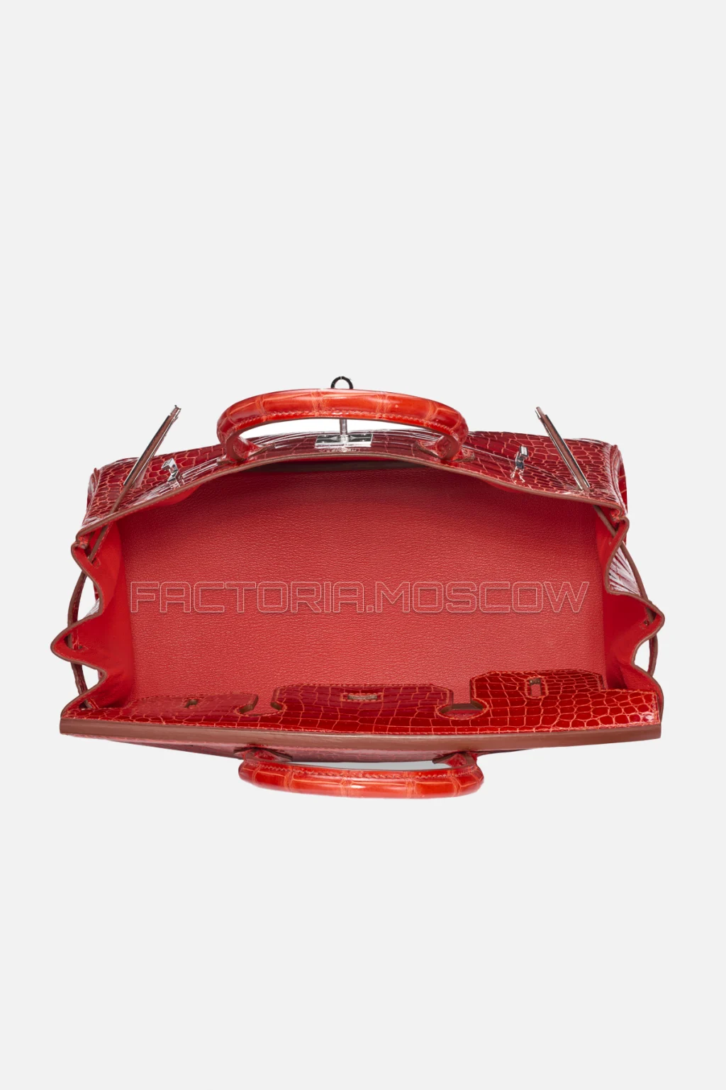 Hermes Birkin 30 Shiny Porosus Crocodile Sanguine With 18K White Gold/Diamond Hardware