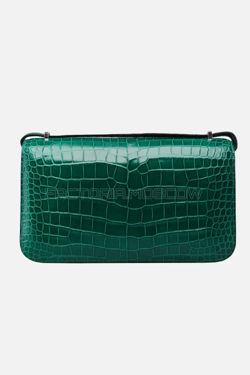 Hermes Constance Elan Vert Émeraude Porosus Lisse PHW