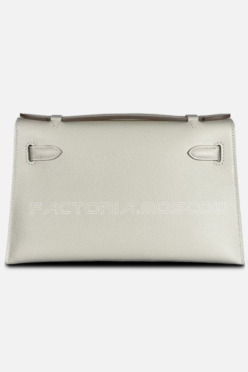 Hermes Kelly Pochette Epsom Colour Craie GHW