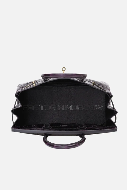 Hermes Birkin 30 Shiny Prune Porosus Crocodile GHW