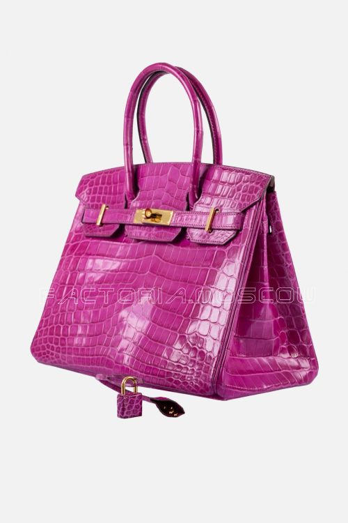 Hermes Birkin 30 Shiny Rose Scheherazade Porosus Crocodile PHW