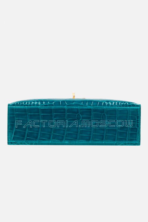 Hermès Kelly Pochette Shiny Alligator Vert Bosphore GHW