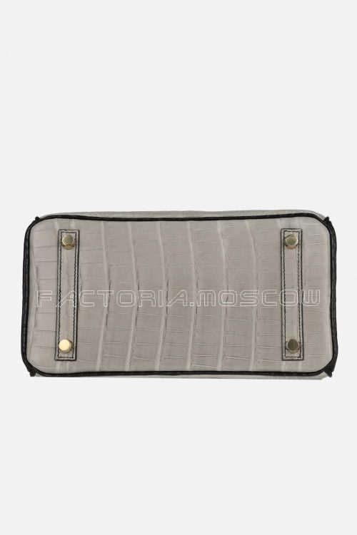 Hermes Birkin 25 Matte Alligator Black/Gris Perle GHW
