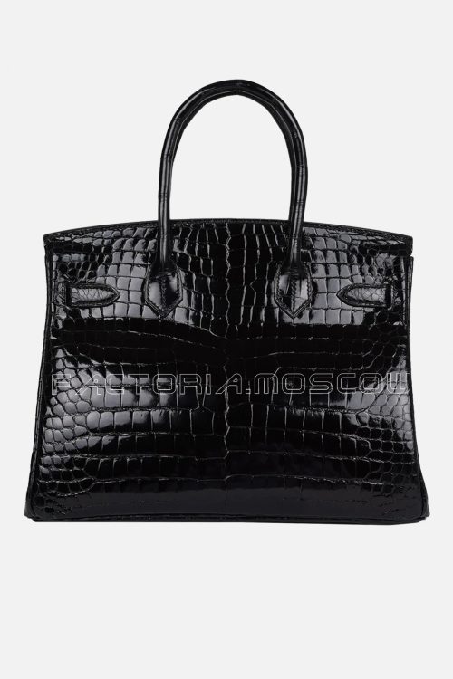 Hermès Birkin 30 Black Shiny Porosus Crocodile GHW