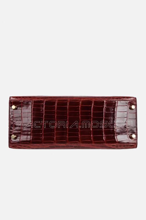 Hermes Kelly 28 Bag Sellier Bourgogne Red Navy Contour Crocodile GHW