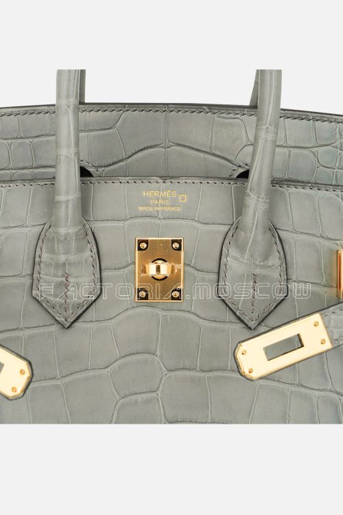 Hermes Birkin Sellier 25 Alligator Matte Gris Ciment GHW