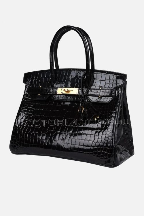 Hermès Birkin 30 Black Shiny Porosus Crocodile GHW