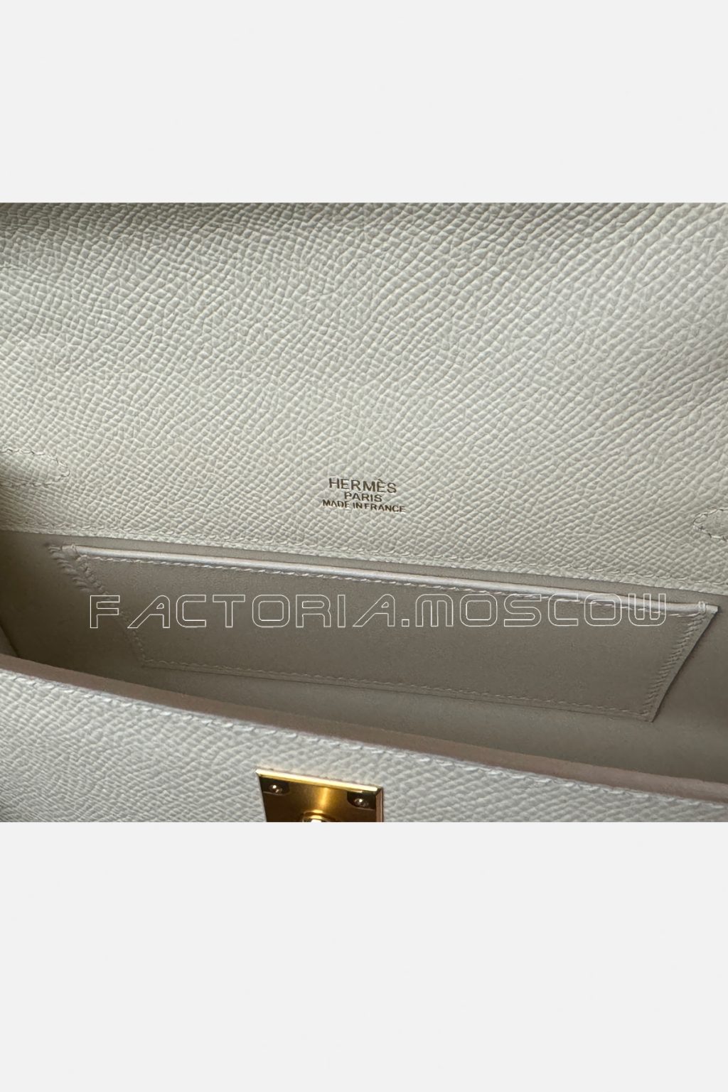 Hermes Kelly Pochette Epsom Colour Craie GHW