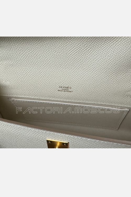 Hermes Kelly Pochette Epsom Colour Craie GHW