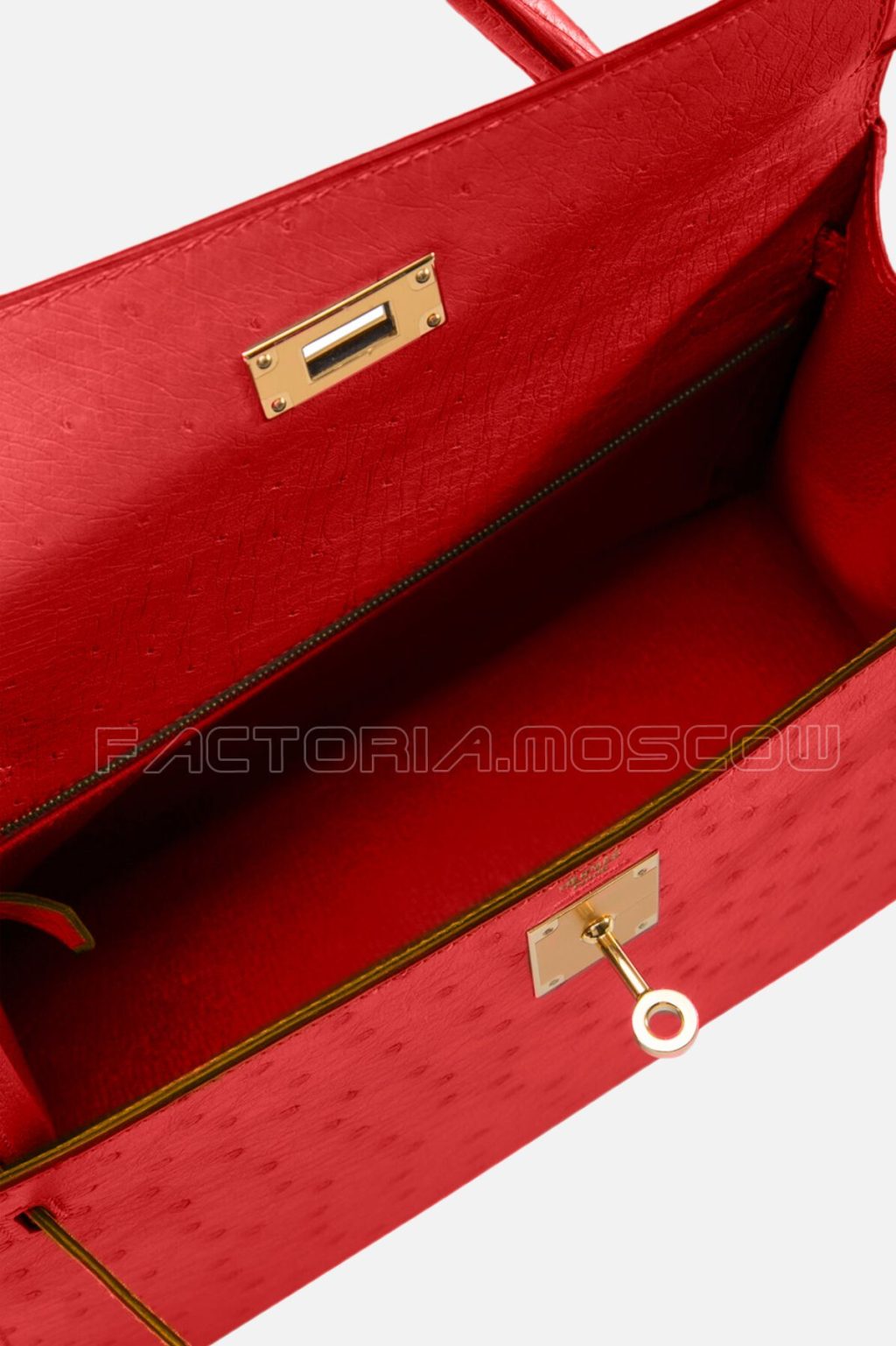 Hermes Kelly Sellier 28 Ostrich Rouge Vif GHW