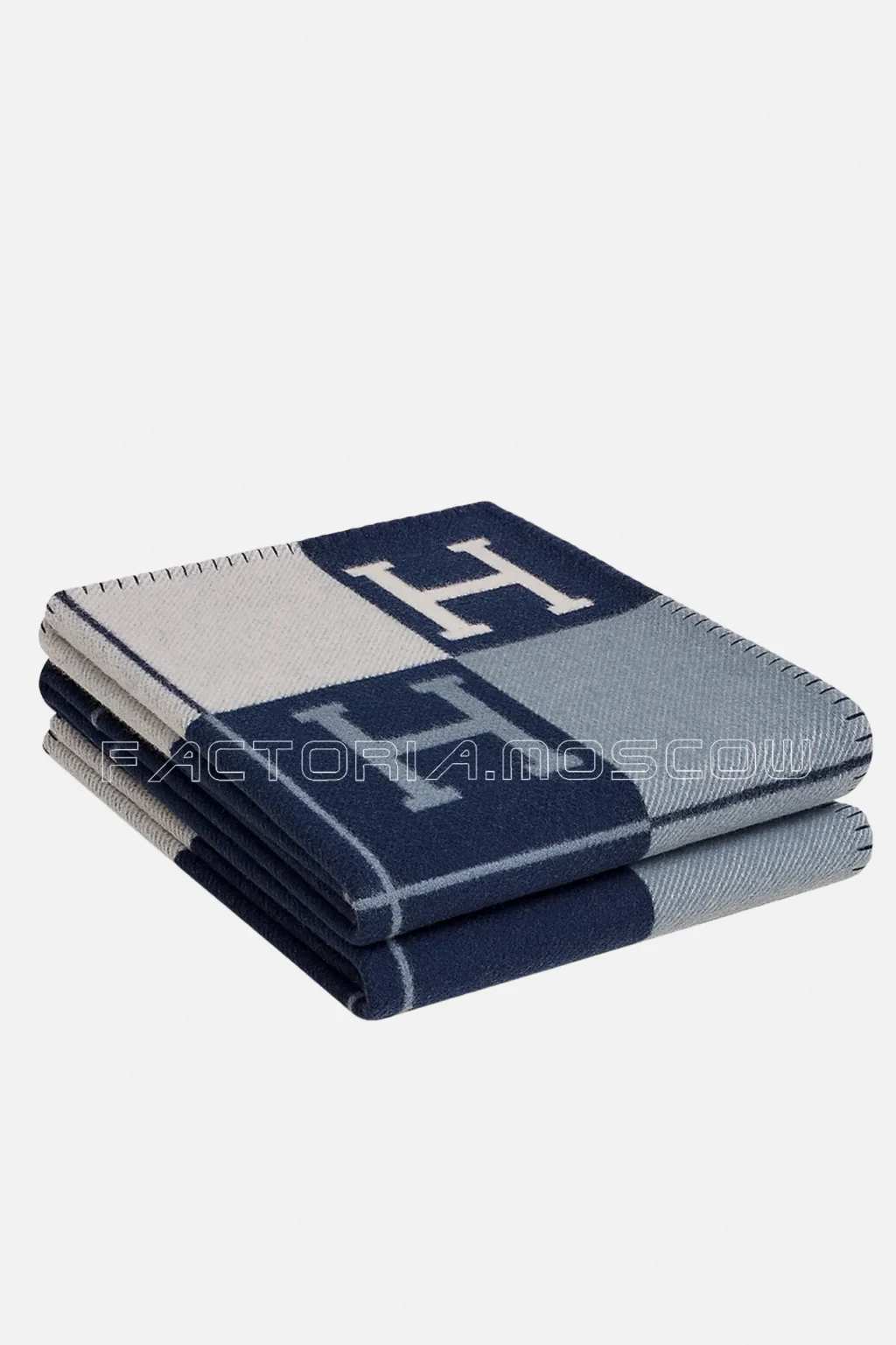 Hermes Blanket Avalon I Signature H Caban / Ecru Throw