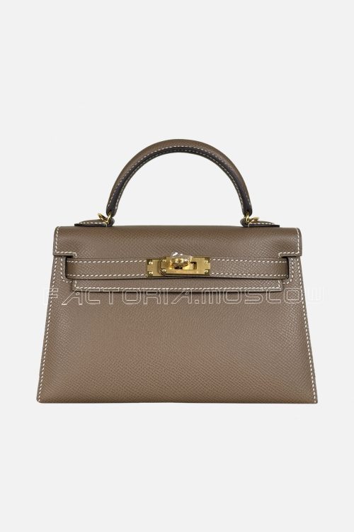 Hermès Kelly Mini 20 Epsom Colour Etoupe GHW