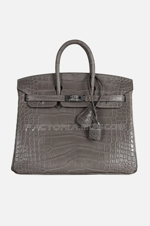 Hermes Birkin 25 Alligator Matte Colour Gris Etain PHW Hermes Birkin 25 Alligator Matte Colour Gris Etain PHW